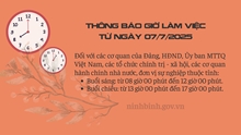 Thông báo giờ làm việc từ ngày 07 07 2025