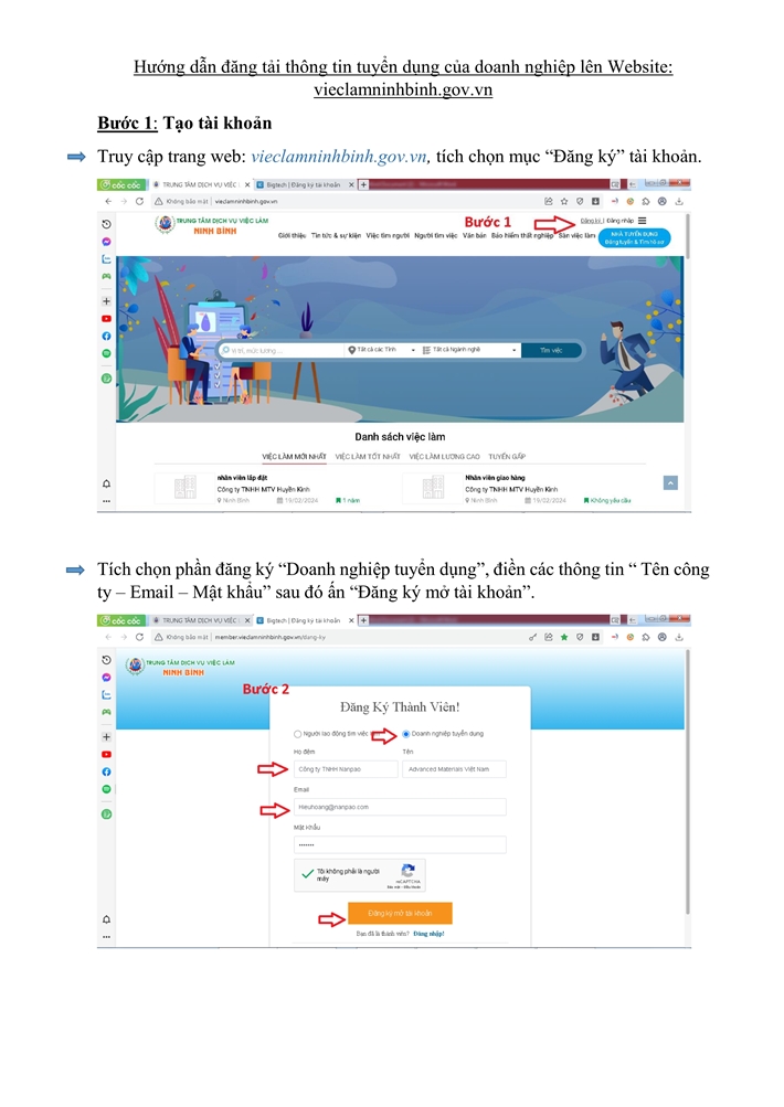 Hướng dẫn doanh nghiệp đăng thông báo tuyển dụng người lao động Việt Nam vào các vị trí dự kiến tuyển dụng người lao động nước ngoài theo quy định tại Nghị định số 219 2025 NĐ-CP của Chính phủ